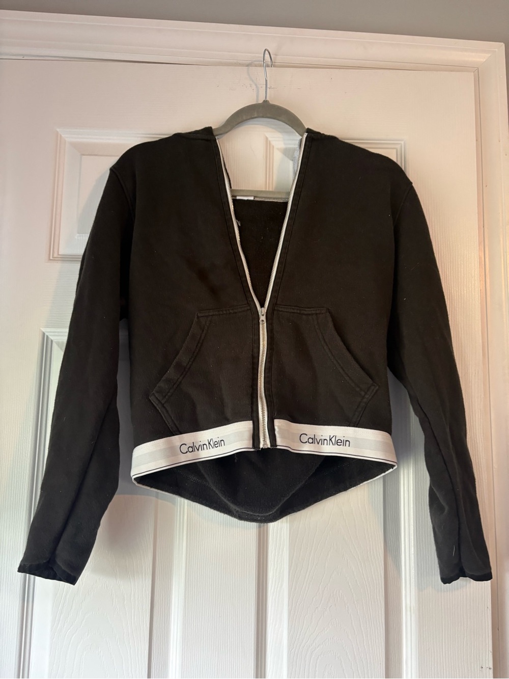 Calvin Klein Black Hoodie with White Logo Hem